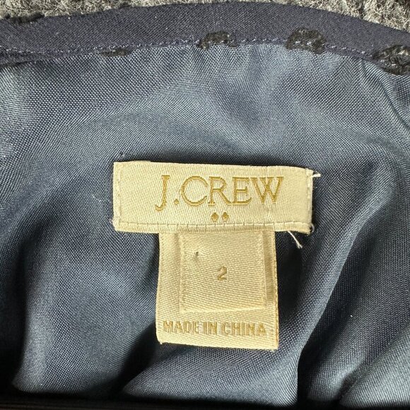 J Crew Dress Womens 2 Clip Dot Tulip Hem Navy Blue Lined Pullover Long Sleeve - Picture 5 of 10
